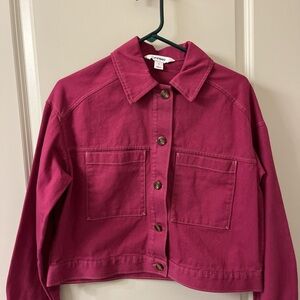 Old Navy Pink Jean Jacket Cropped Classic
